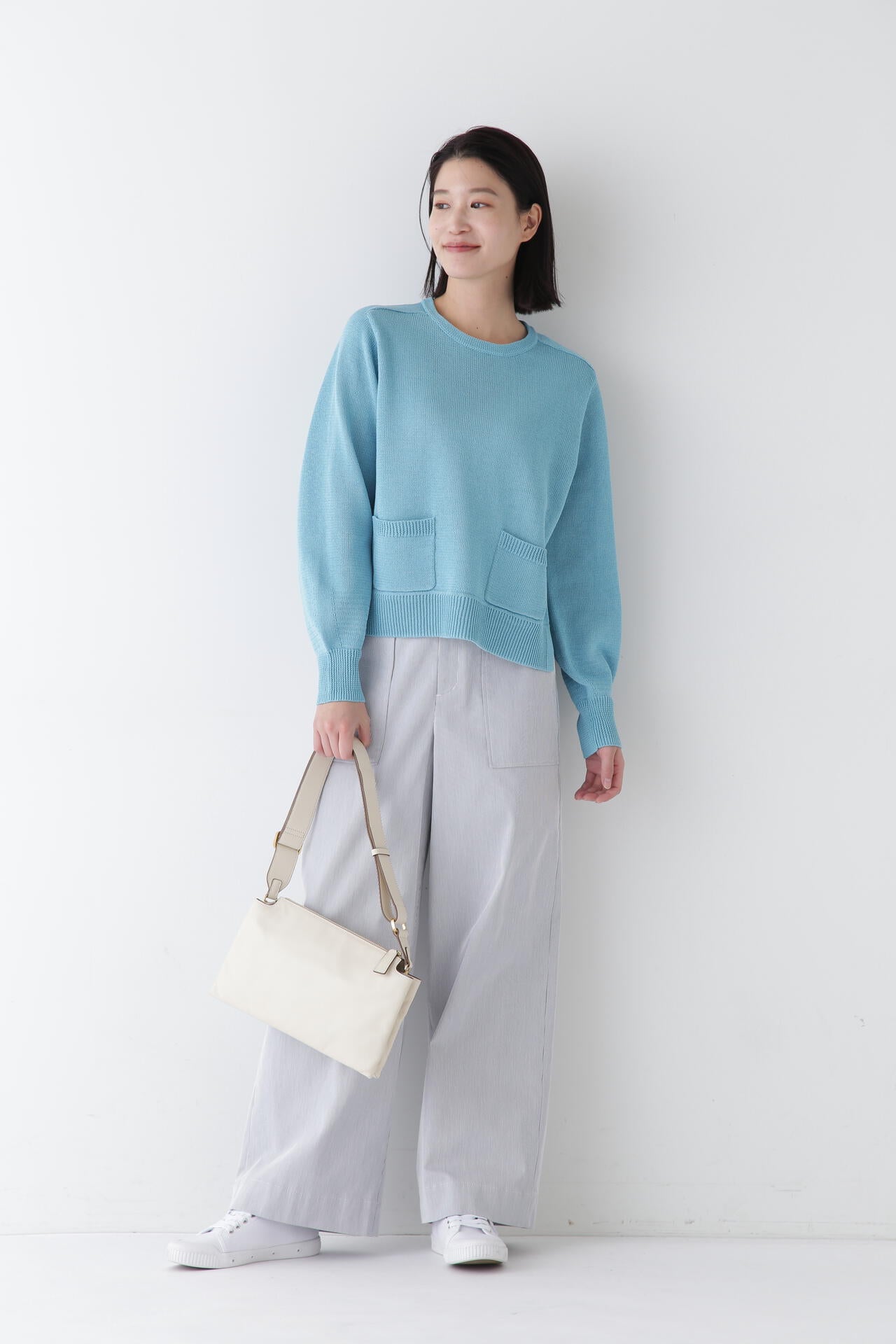 【ウォッシャブル】ミドルゲージギマポケット付プルオーバー