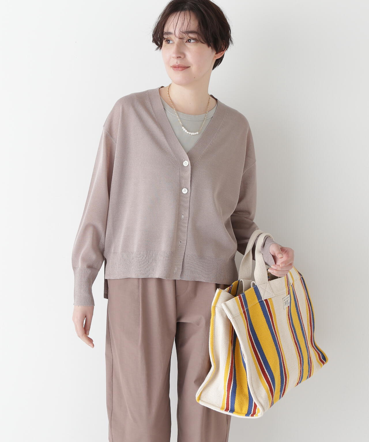 【ウォッシャブル】シアーハイゲージ長袖カーディガン