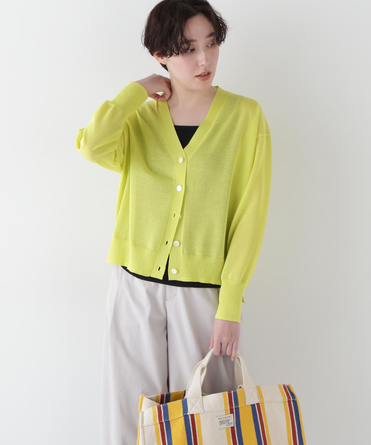 【ウォッシャブル】シアーハイゲージ長袖カーディガン