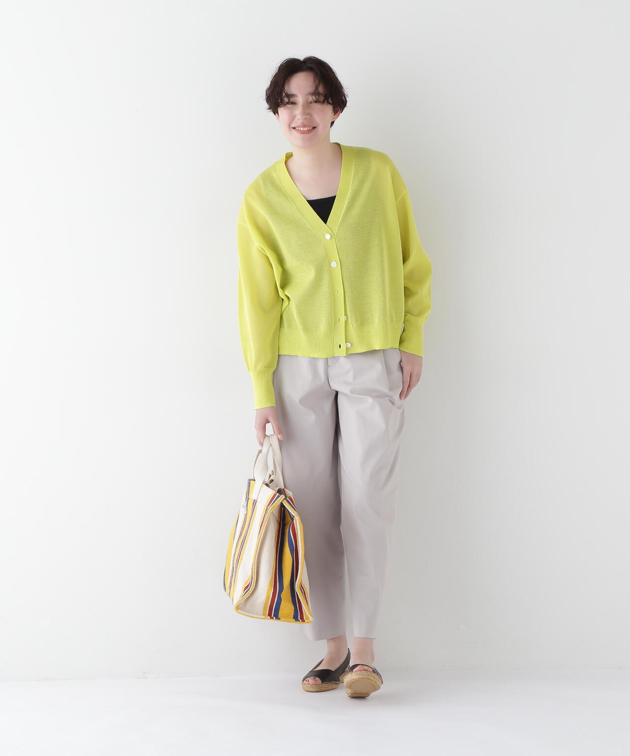 【ウォッシャブル】シアーハイゲージ長袖カーディガン