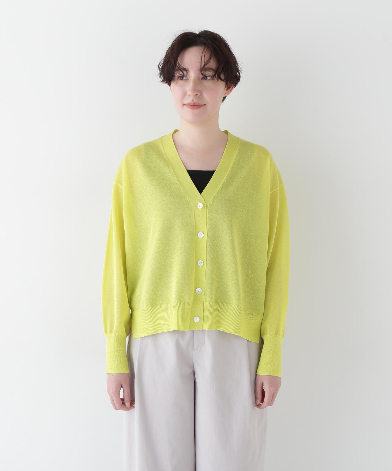 【ウォッシャブル】シアーハイゲージ長袖カーディガン
