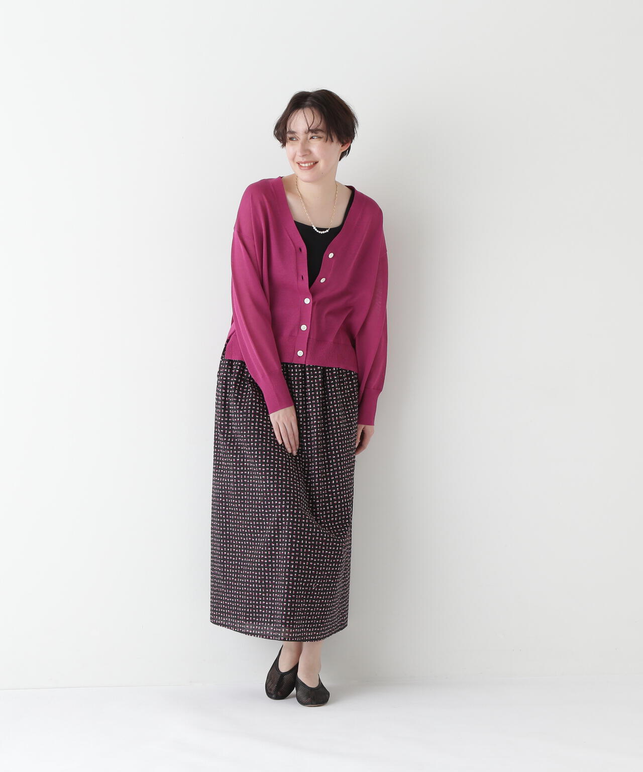 【ウォッシャブル】シアーハイゲージ長袖カーディガン