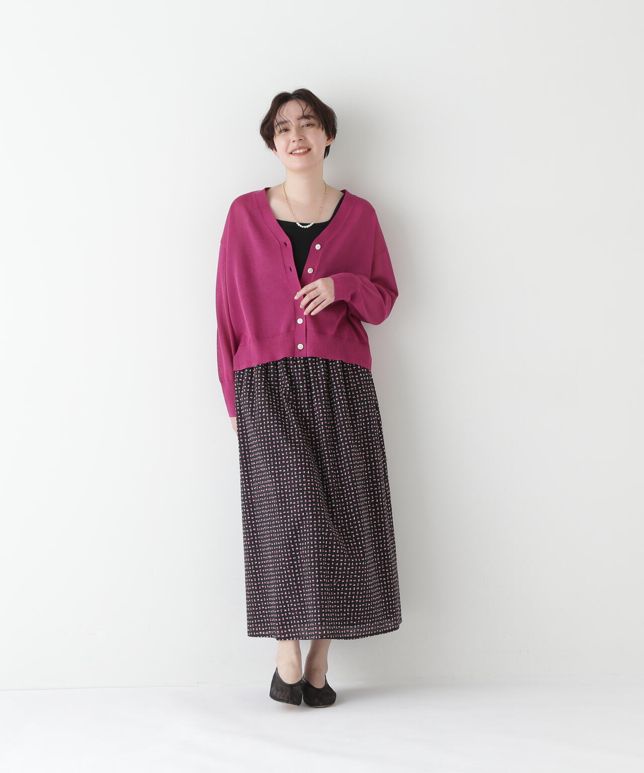 【ウォッシャブル】シアーハイゲージ長袖カーディガン