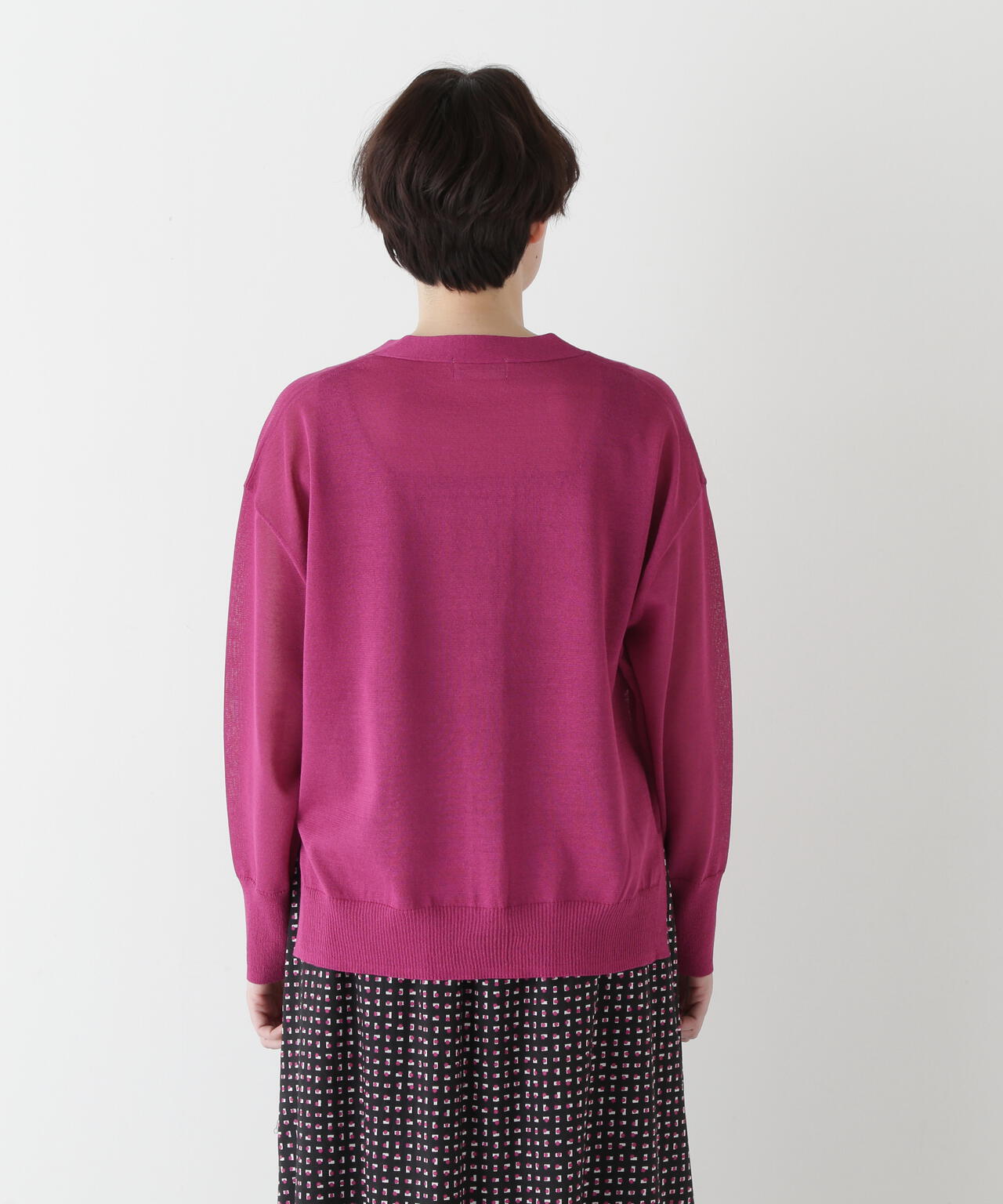 【ウォッシャブル】シアーハイゲージ長袖カーディガン