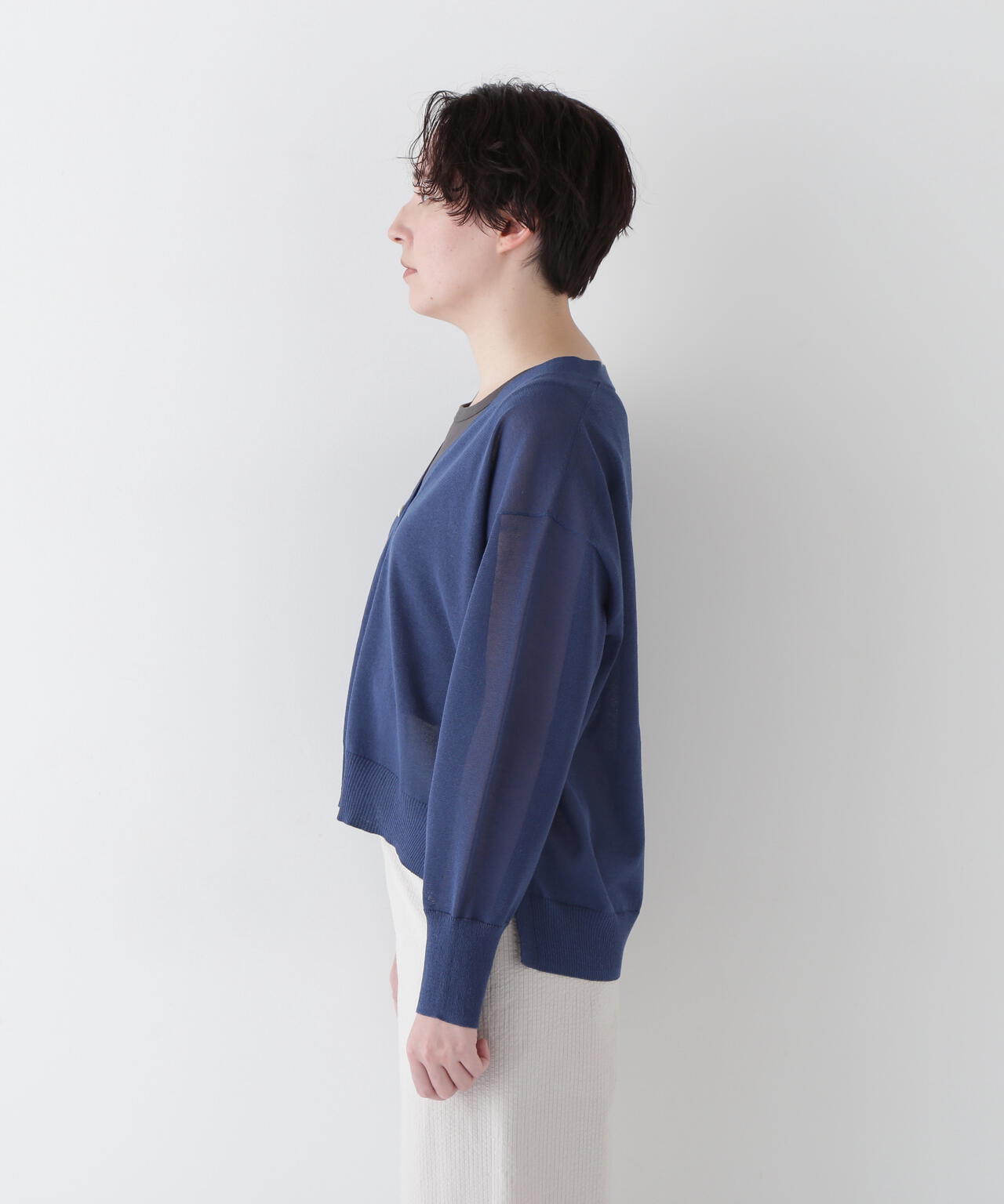 【ウォッシャブル】シアーハイゲージ長袖カーディガン