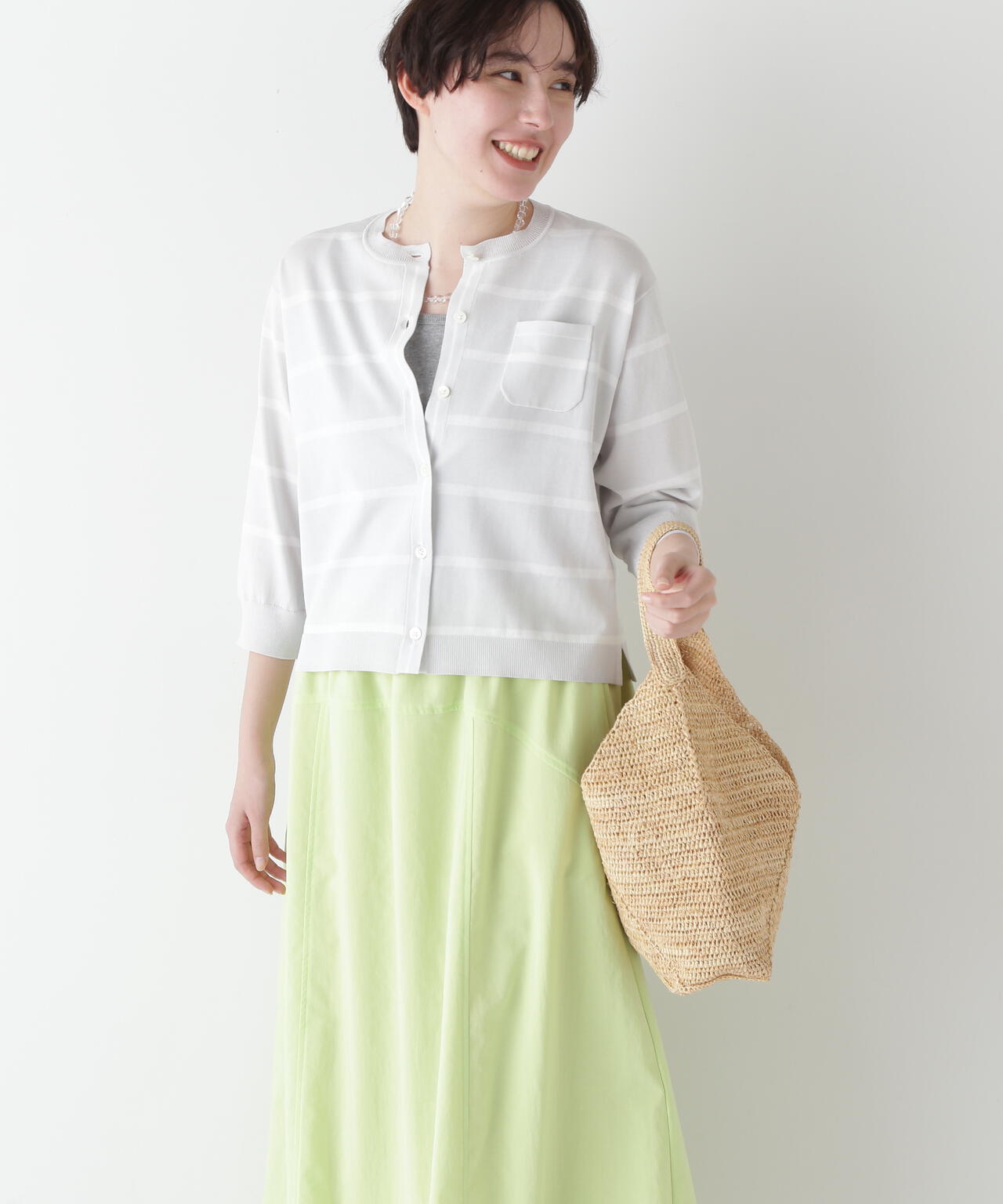 【ウォッシャブル・接触冷感】ランダムボーダーカーディガン