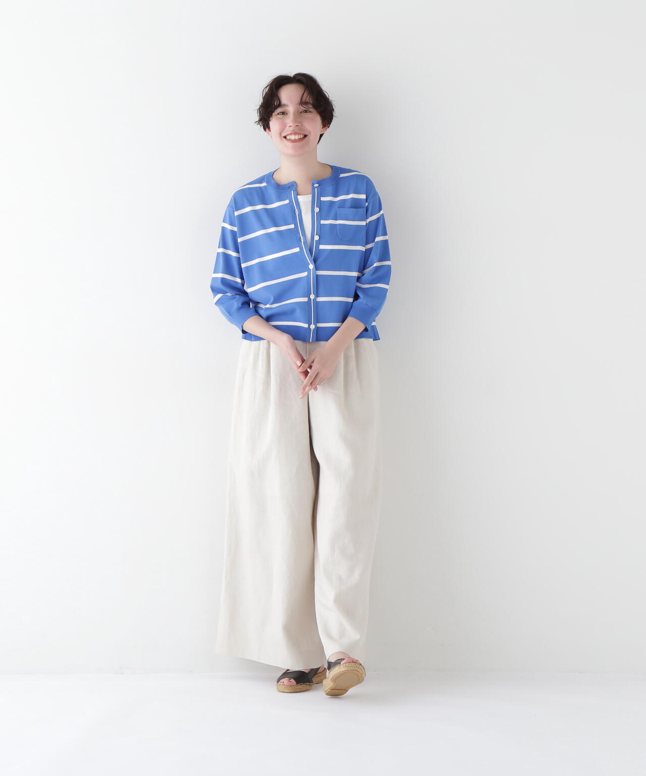 【ウォッシャブル・接触冷感】ランダムボーダーカーディガン