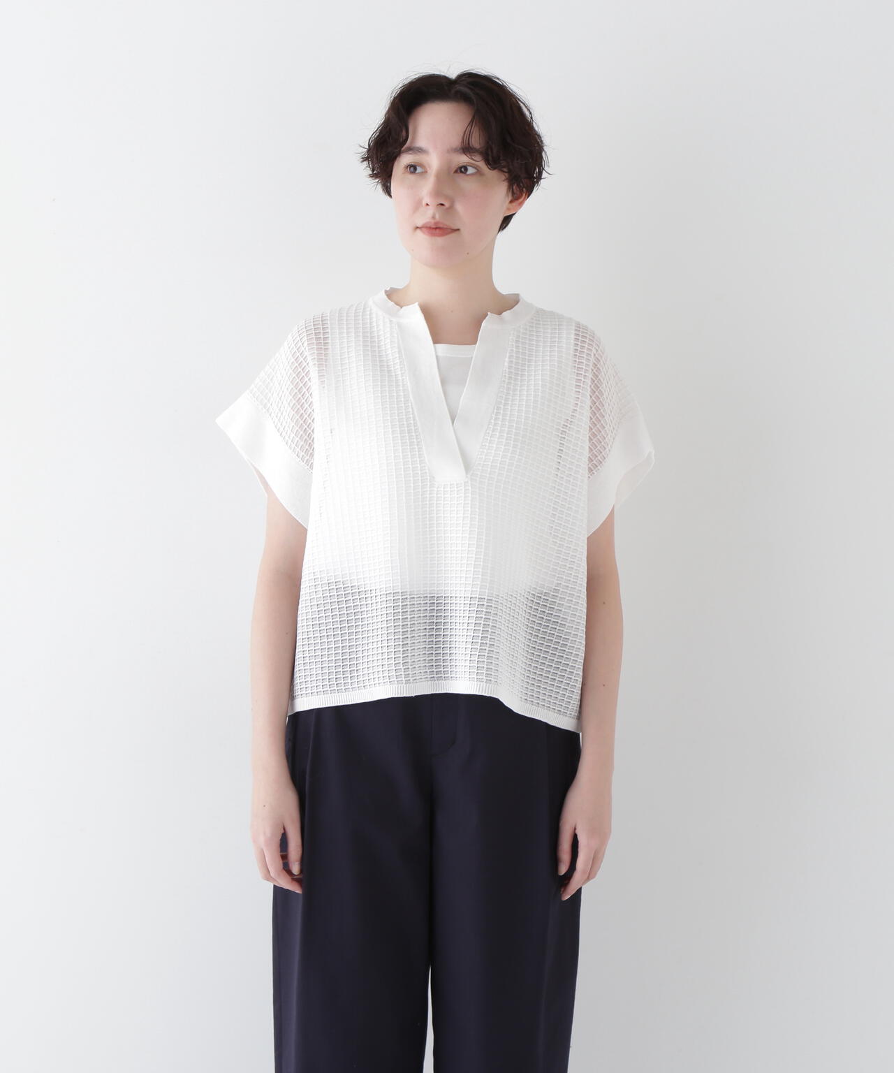 【ウォッシャブル】【WEB・一部店舗限定】コットンポリエステルシアーチェックスキッパー