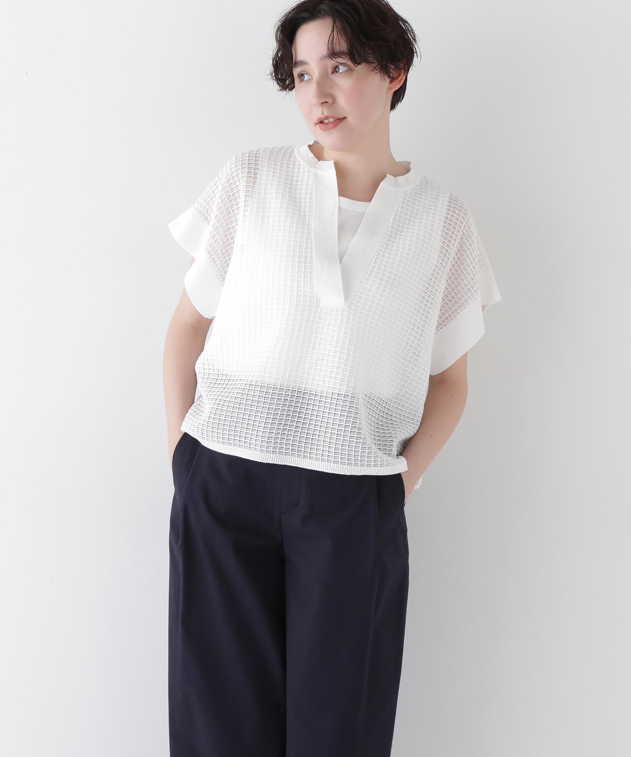 【ウォッシャブル】【WEB・一部店舗限定】コットンポリエステルシアーチェックスキッパー