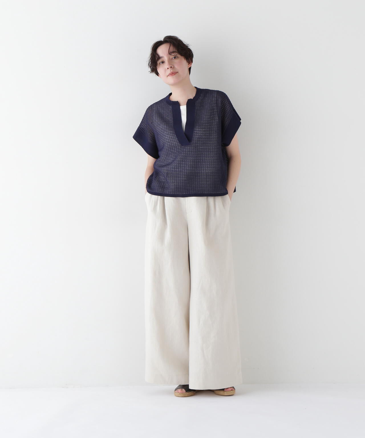 【ウォッシャブル】【WEB・一部店舗限定】コットンポリエステルシアーチェックスキッパー