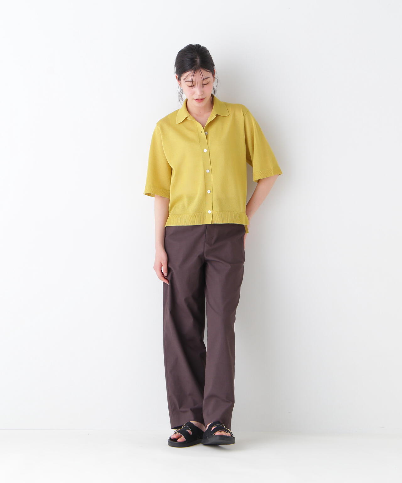 【ウォッシャブル】シアーハイゲージ半袖カーディガン