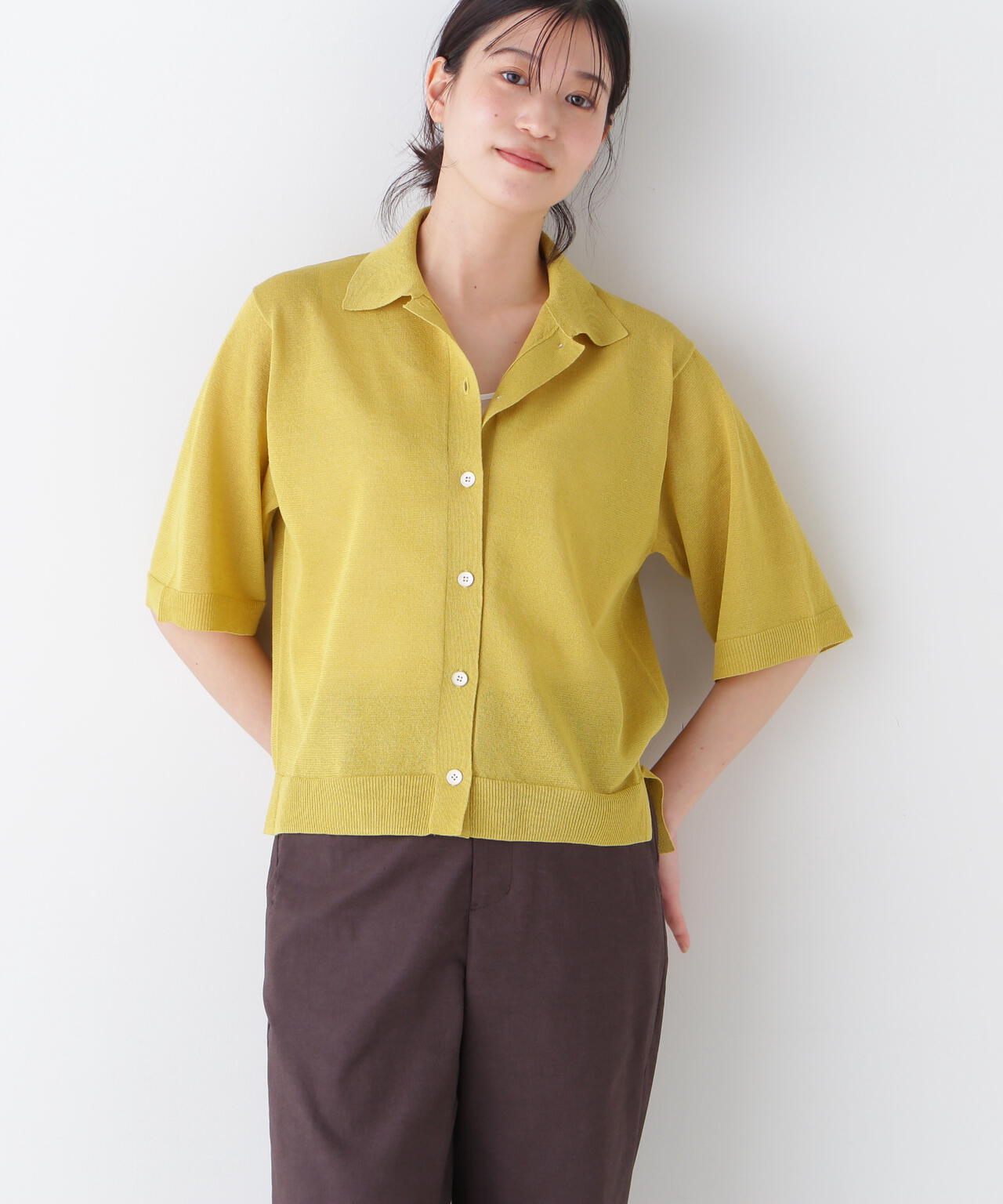 【ウォッシャブル】シアーハイゲージ半袖カーディガン