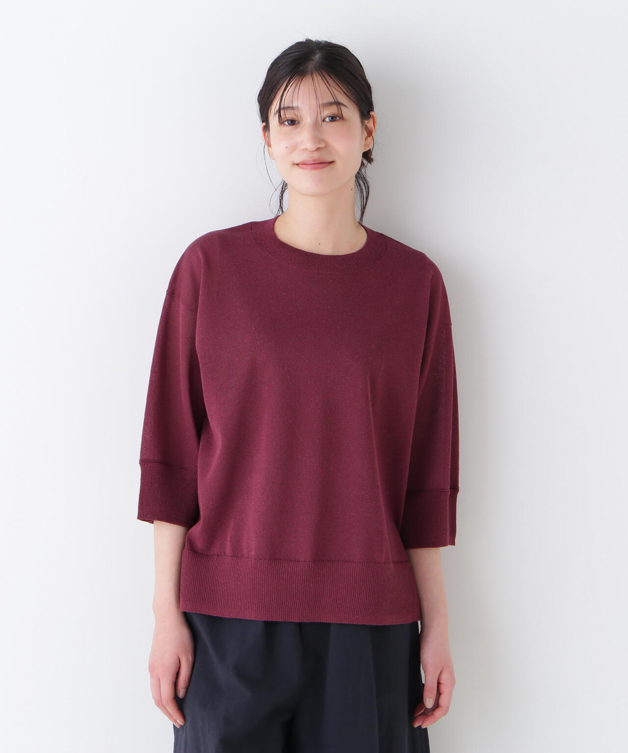 【ウォッシャブル】シアーハイゲージクルーネックプルオーバー