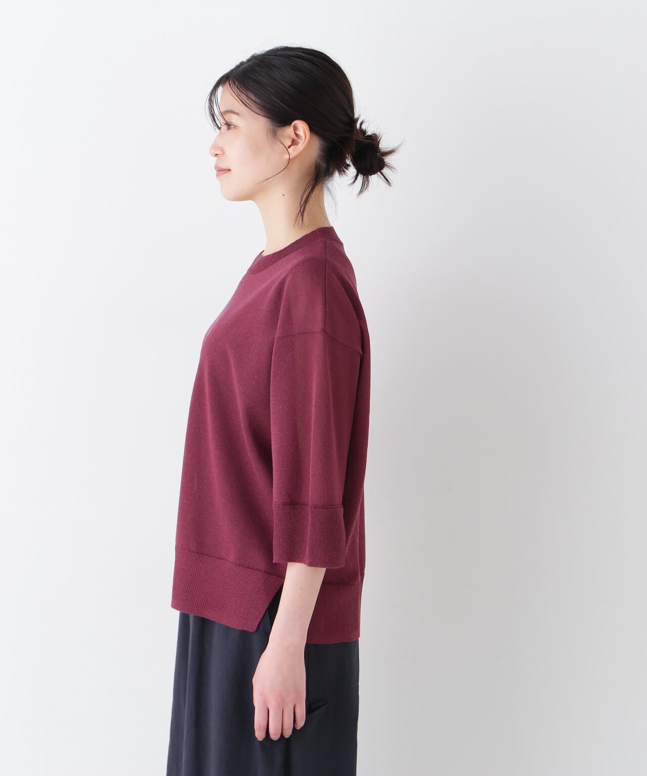 【ウォッシャブル】シアーハイゲージクルーネックプルオーバー