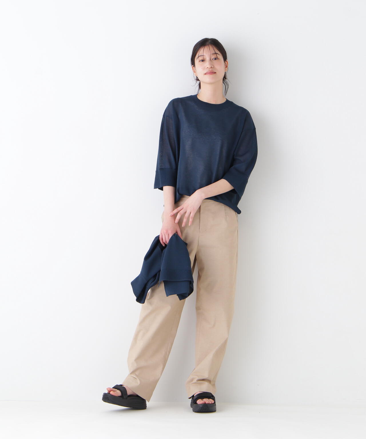 【ウォッシャブル】シアーハイゲージクルーネックプルオーバー