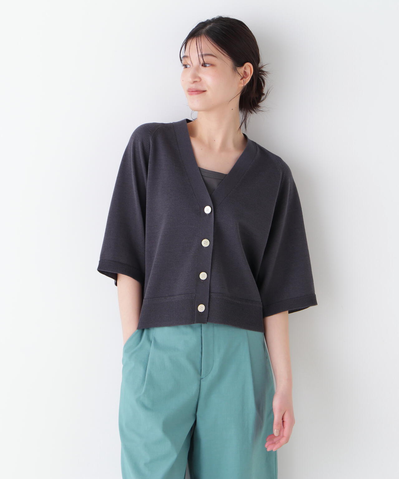 【ウォッシャブル】ハイゲージギマラグランVカーデ