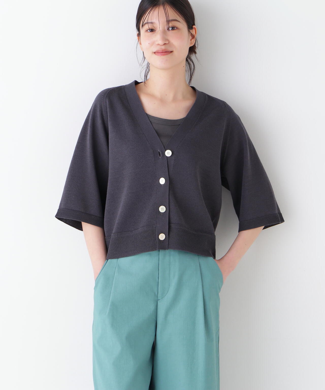 【ウォッシャブル】ハイゲージギマラグランVカーデ