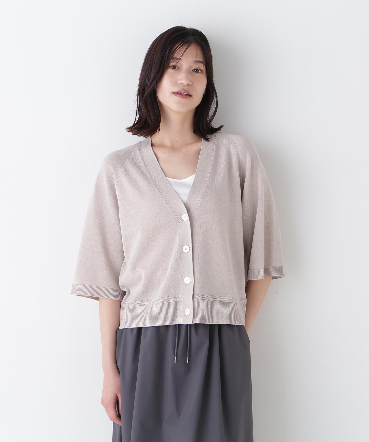 【ウォッシャブル】ハイゲージギマラグランVカーデ