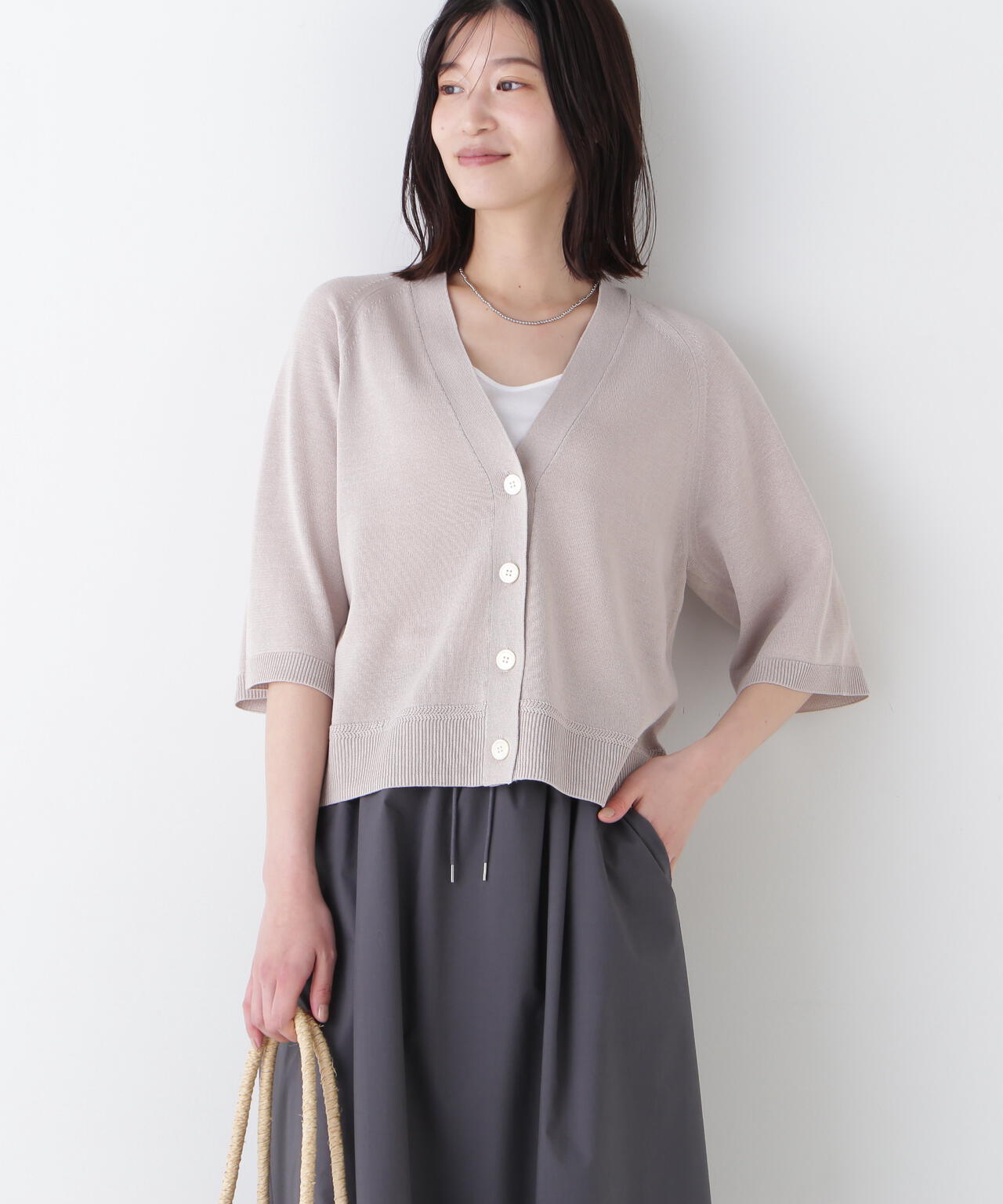 【ウォッシャブル】ハイゲージギマラグランVカーデ