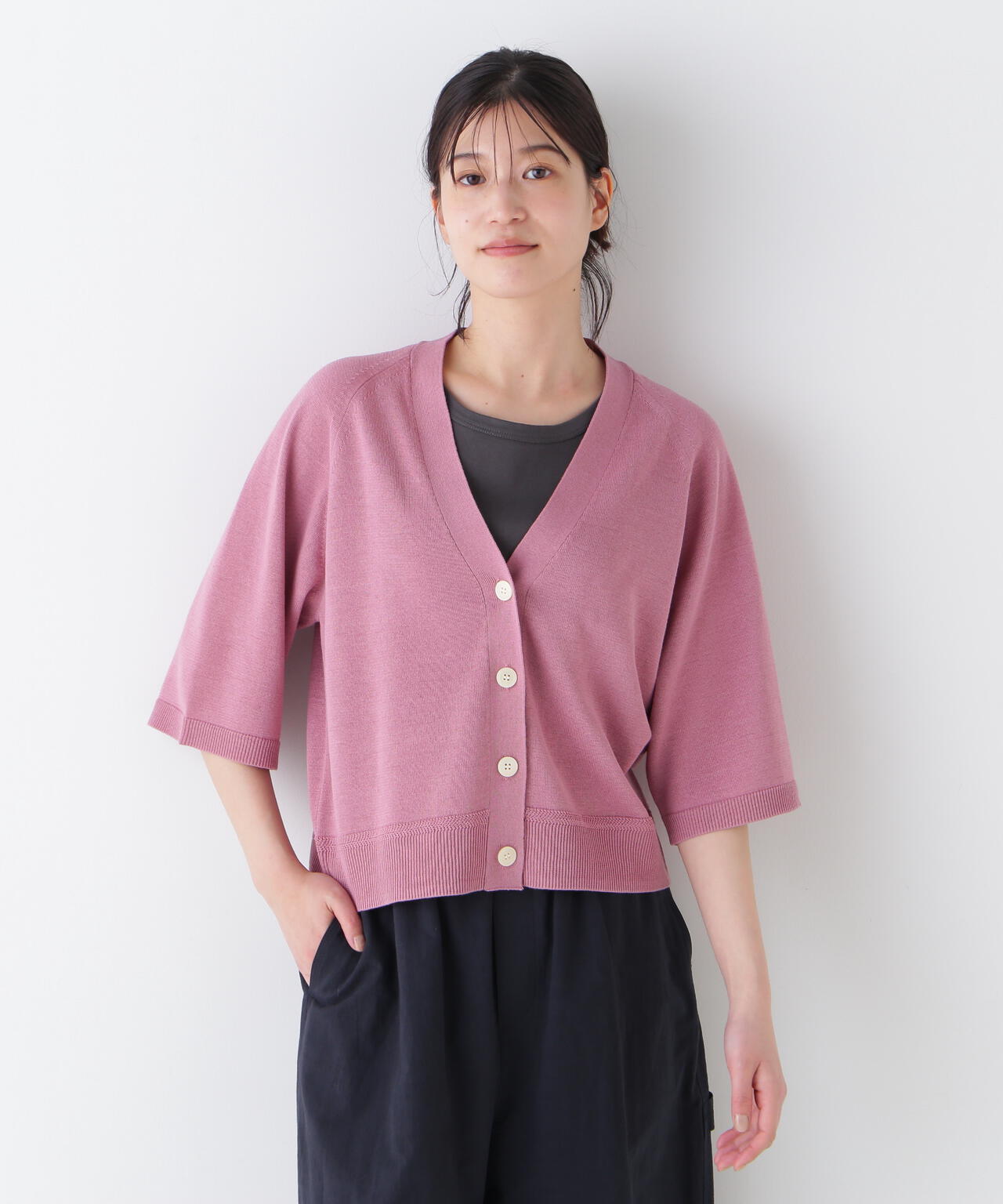 【ウォッシャブル】ハイゲージギマラグランVカーデ