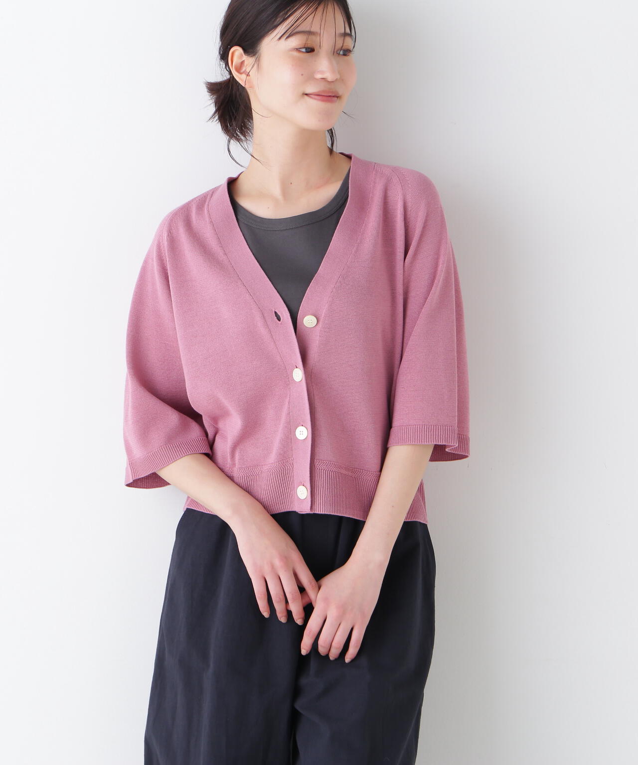 【ウォッシャブル】ハイゲージギマラグランVカーデ