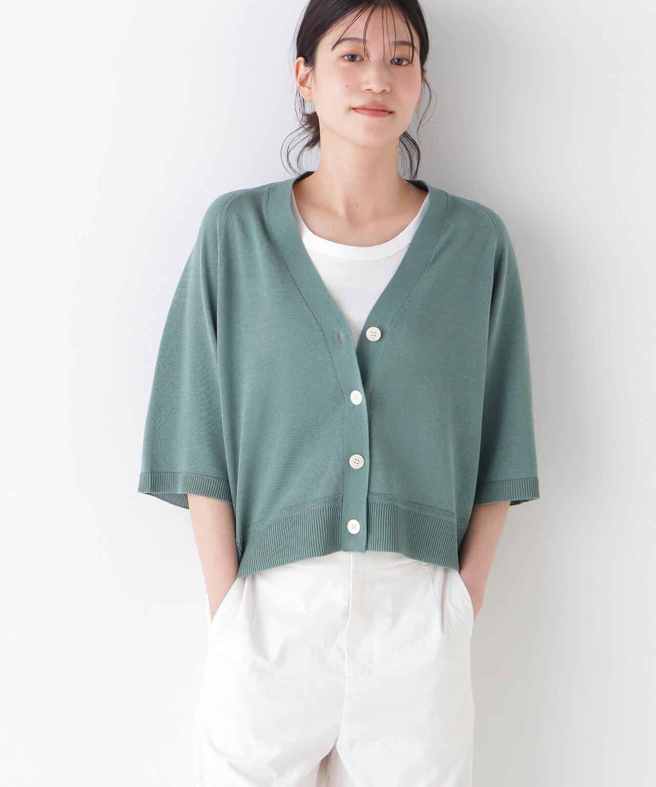 【ウォッシャブル】ハイゲージギマラグランVカーデ