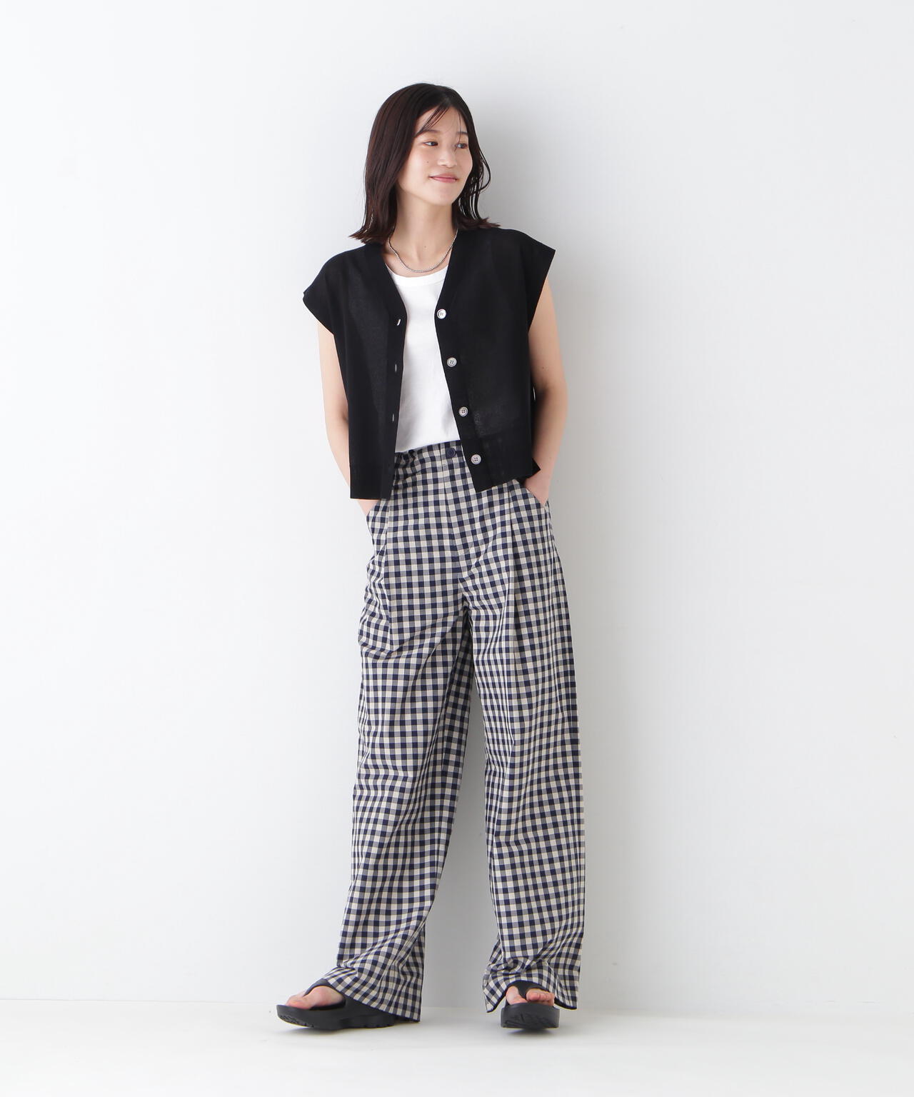 【ウォッシャブル】綿ナイロン鹿の子ジレ