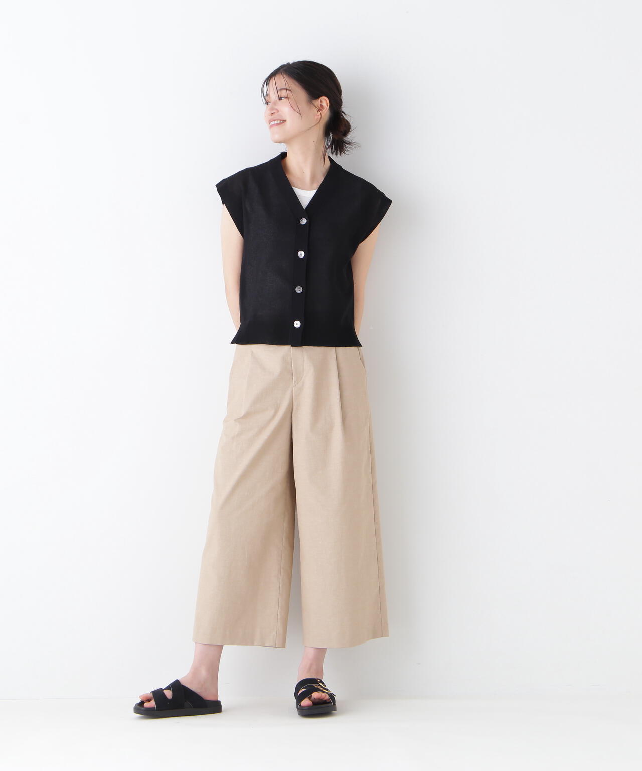 【ウォッシャブル】綿ナイロン鹿の子ジレ