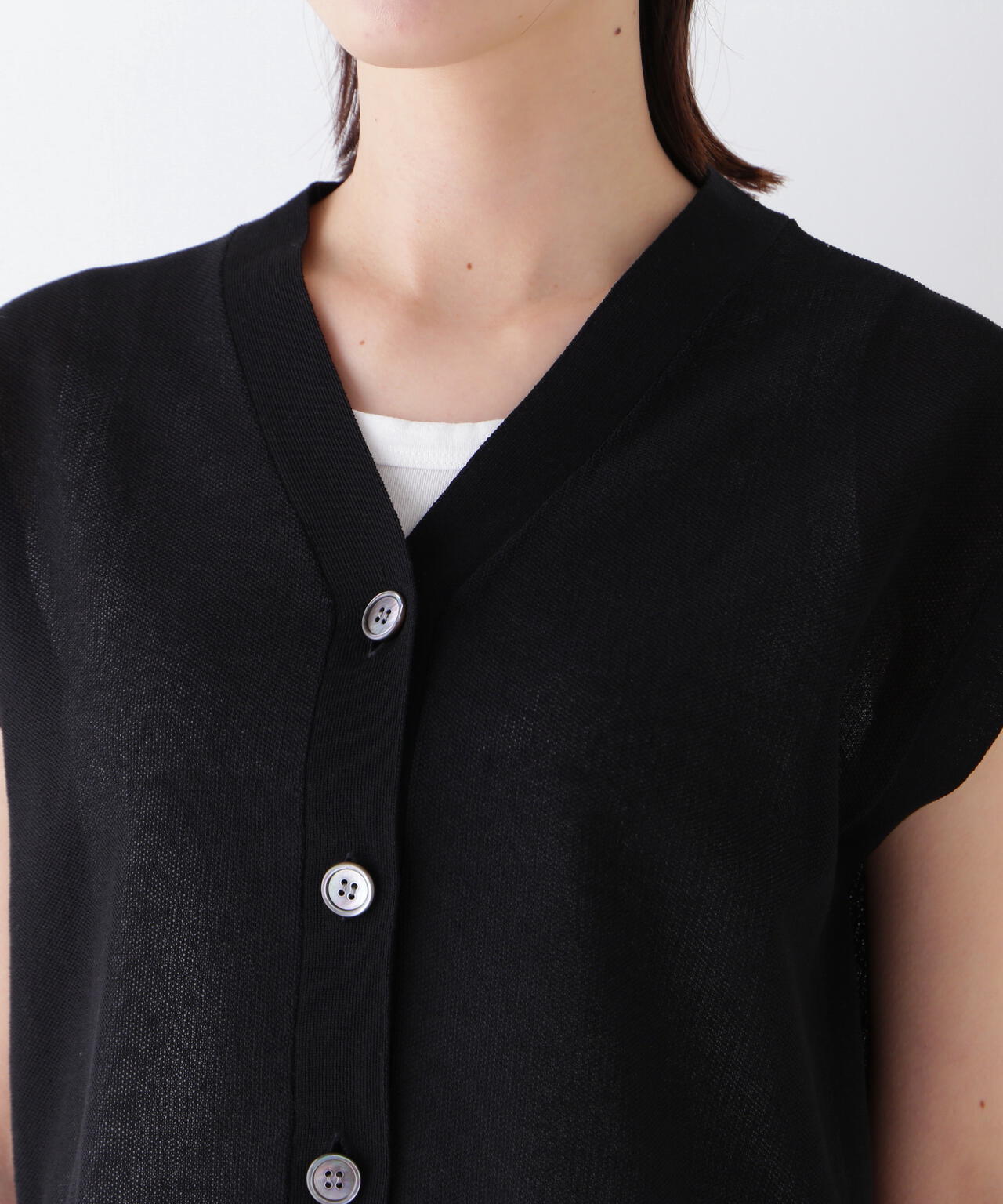 【ウォッシャブル】綿ナイロン鹿の子ジレ