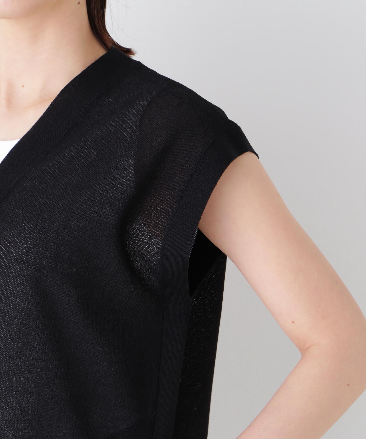 【ウォッシャブル】綿ナイロン鹿の子ジレ