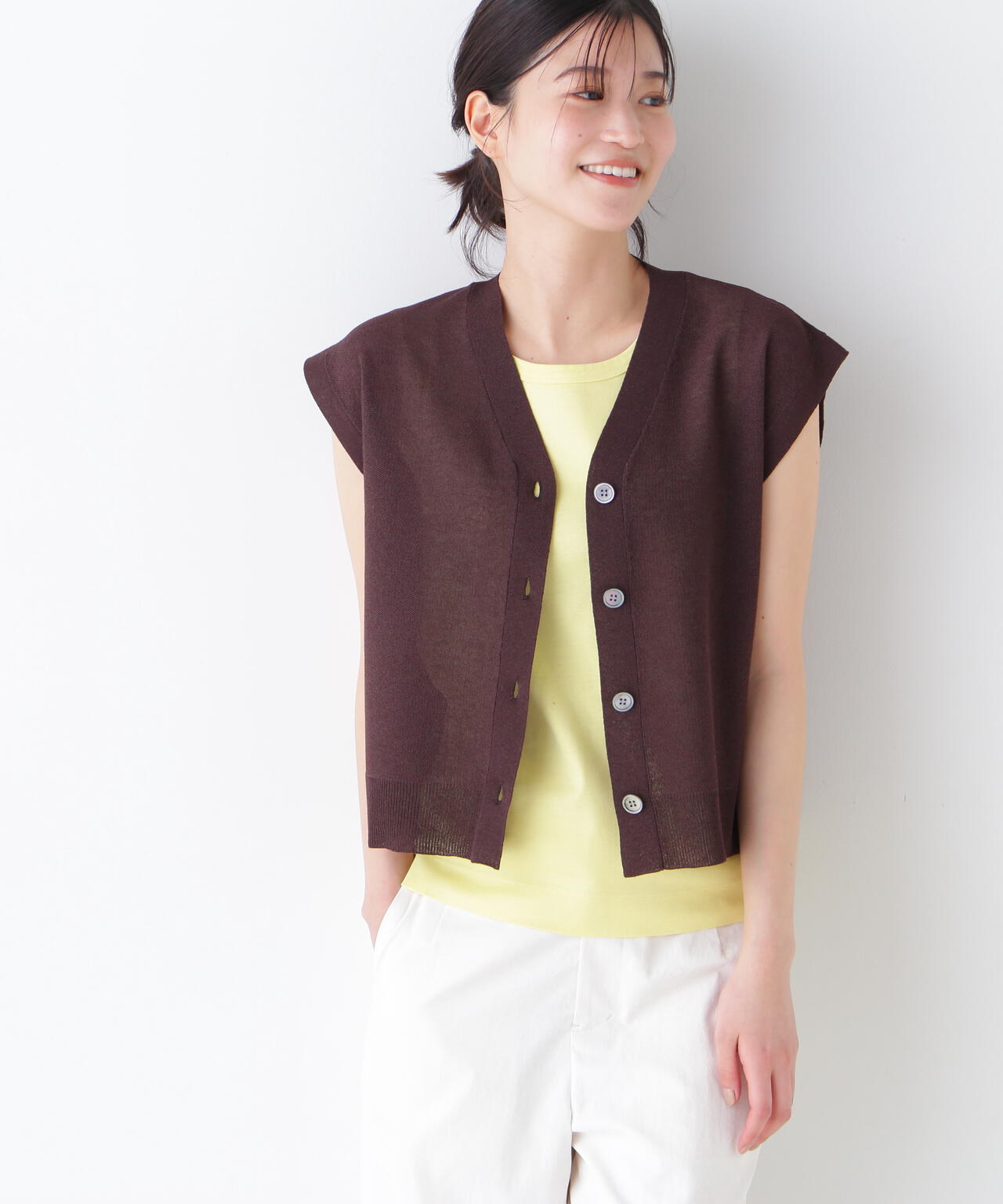 【ウォッシャブル】綿ナイロン鹿の子ジレ