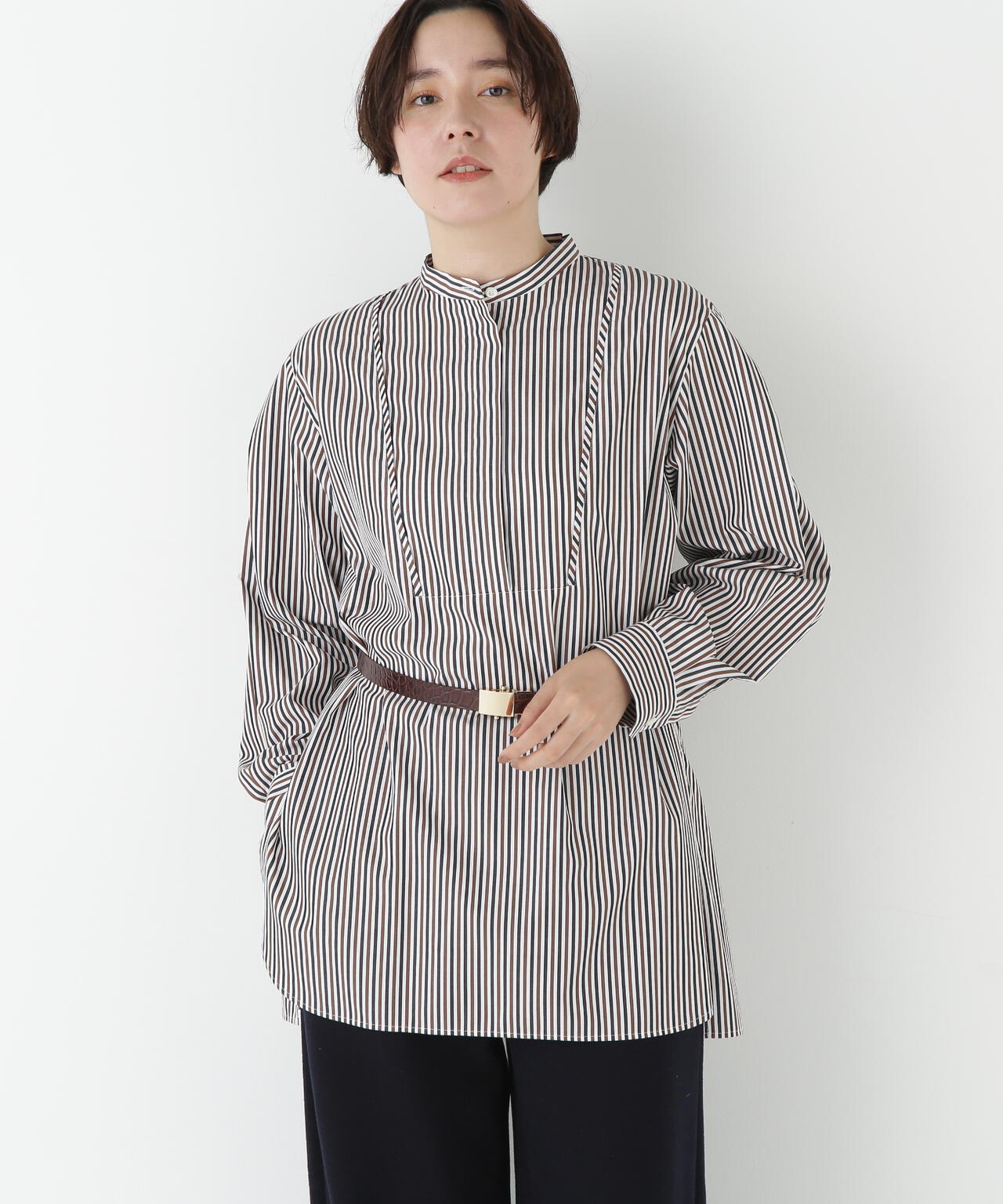 ストライプオーバーブラウス