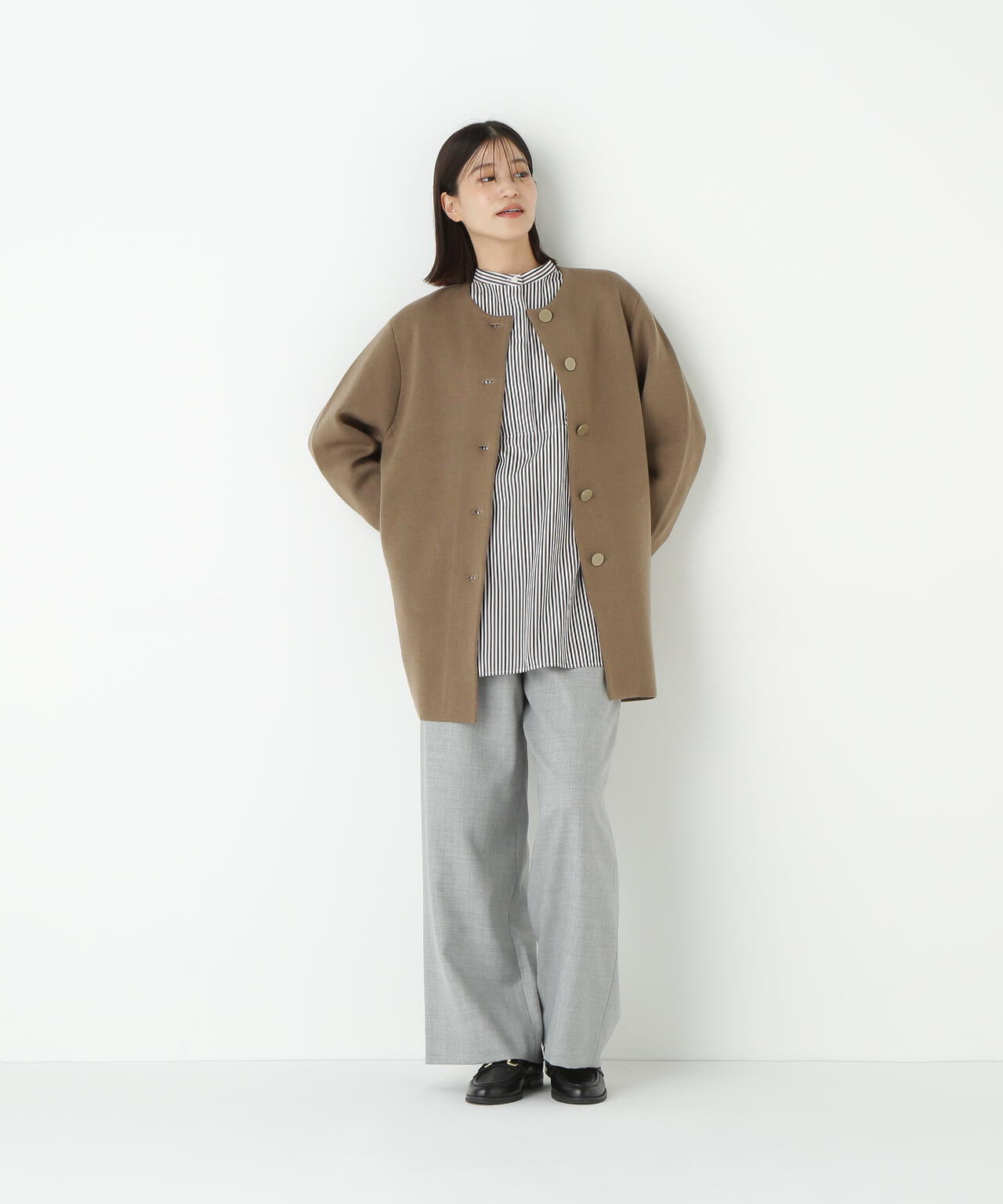 ストライプオーバーブラウス