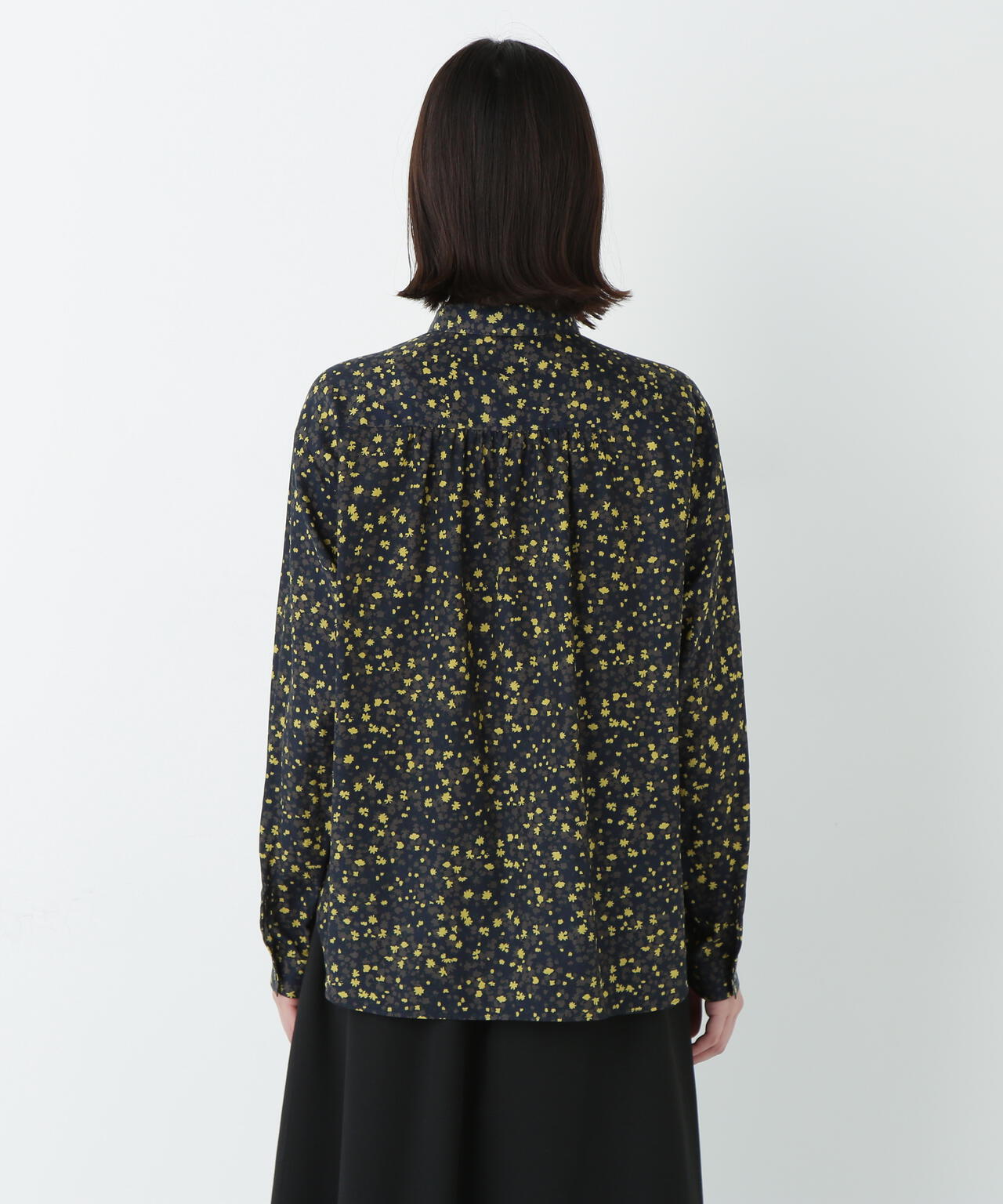 プチフラワープリントボウタイシャツブラウス