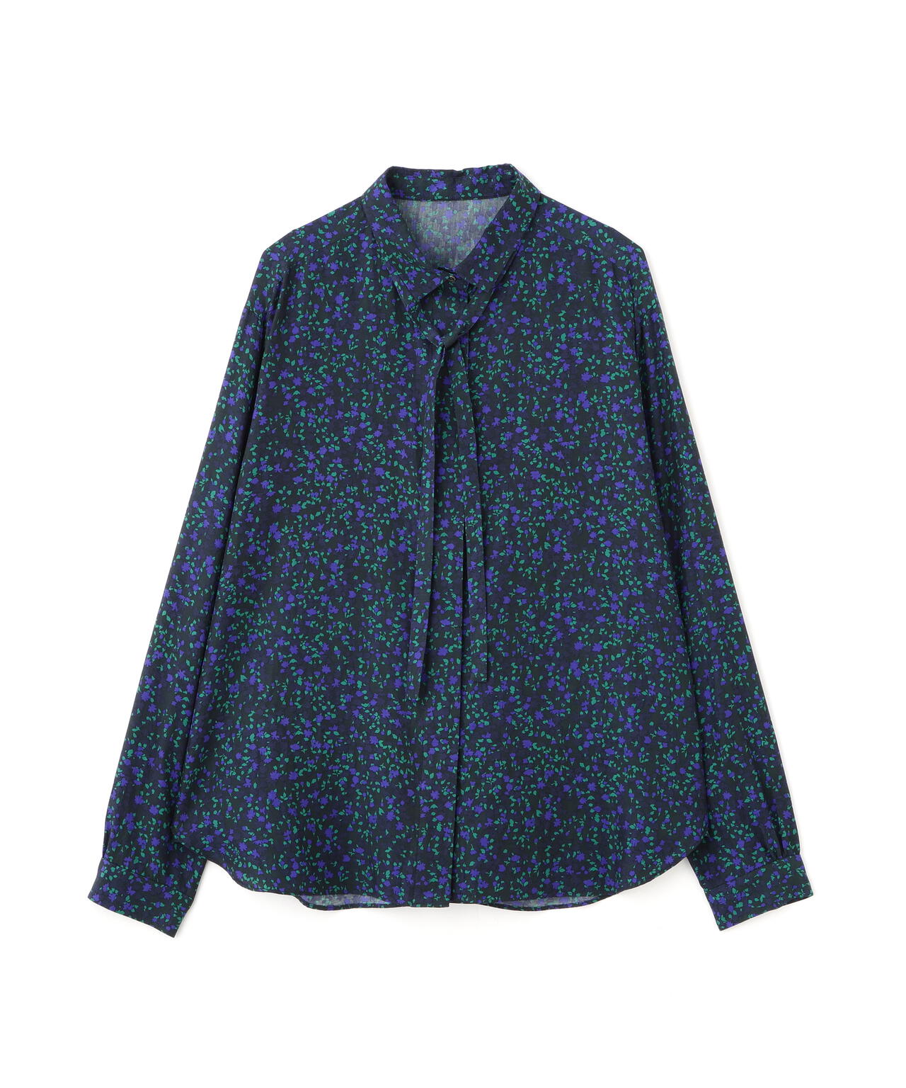 プチフラワープリントボウタイシャツブラウス