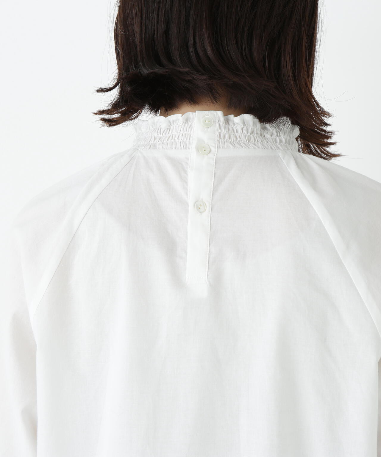 袖チェックジャガードブラウス