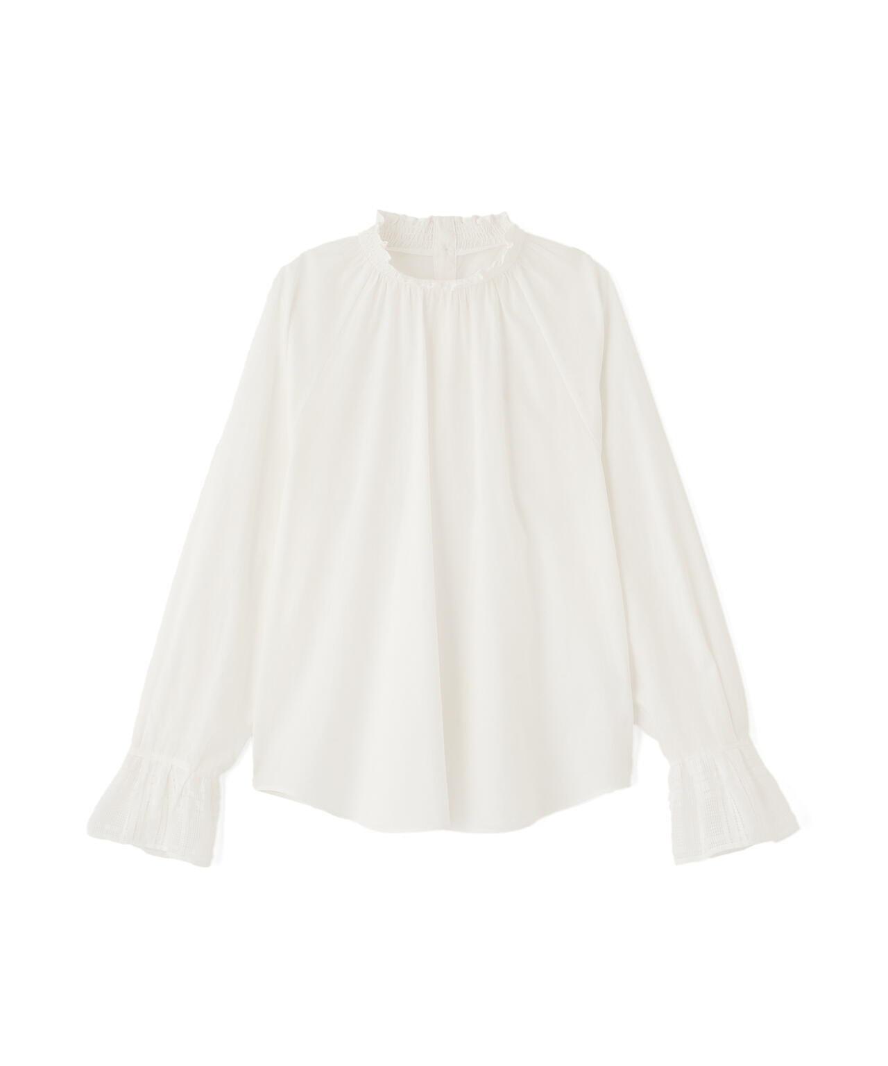 袖チェックジャガードブラウス