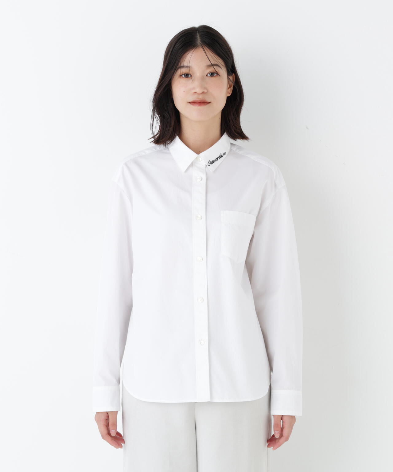 オーガニックコットン襟刺繍タイプライターブラウス