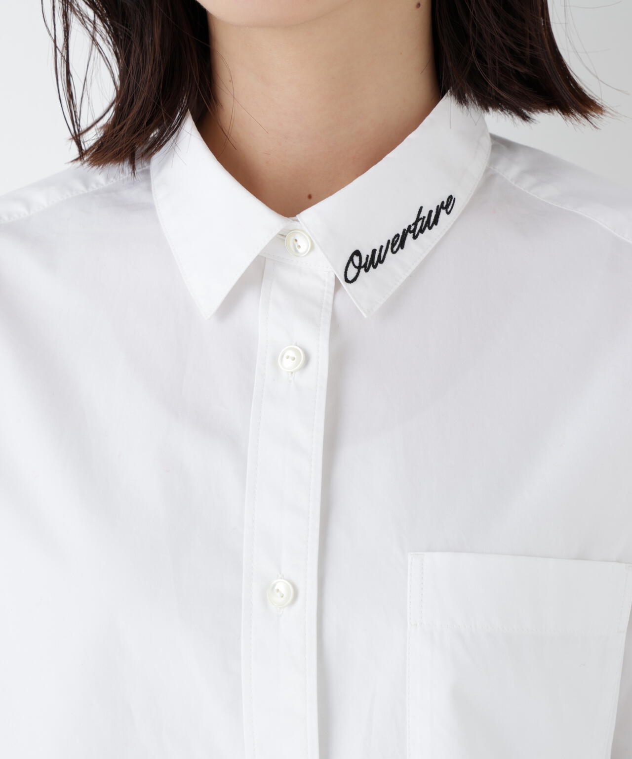 オーガニックコットン襟刺繍タイプライターブラウス