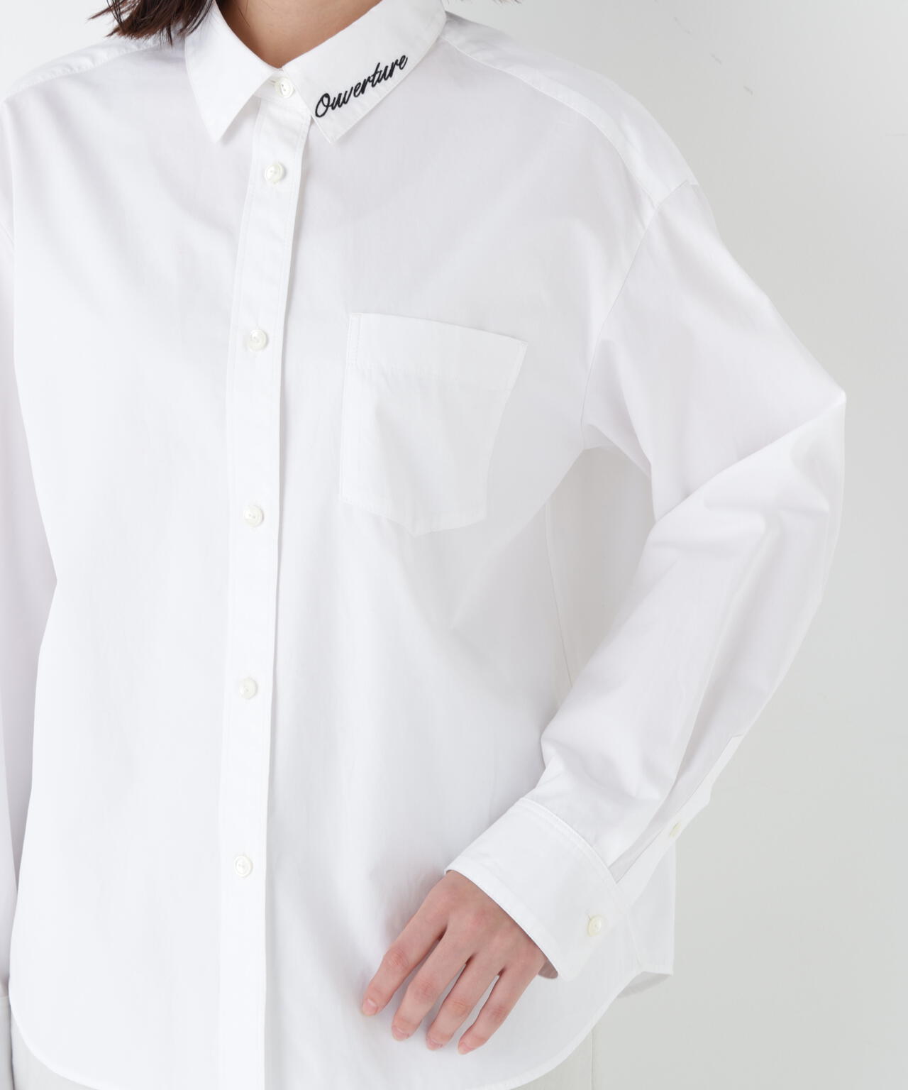 オーガニックコットン襟刺繍タイプライターブラウス