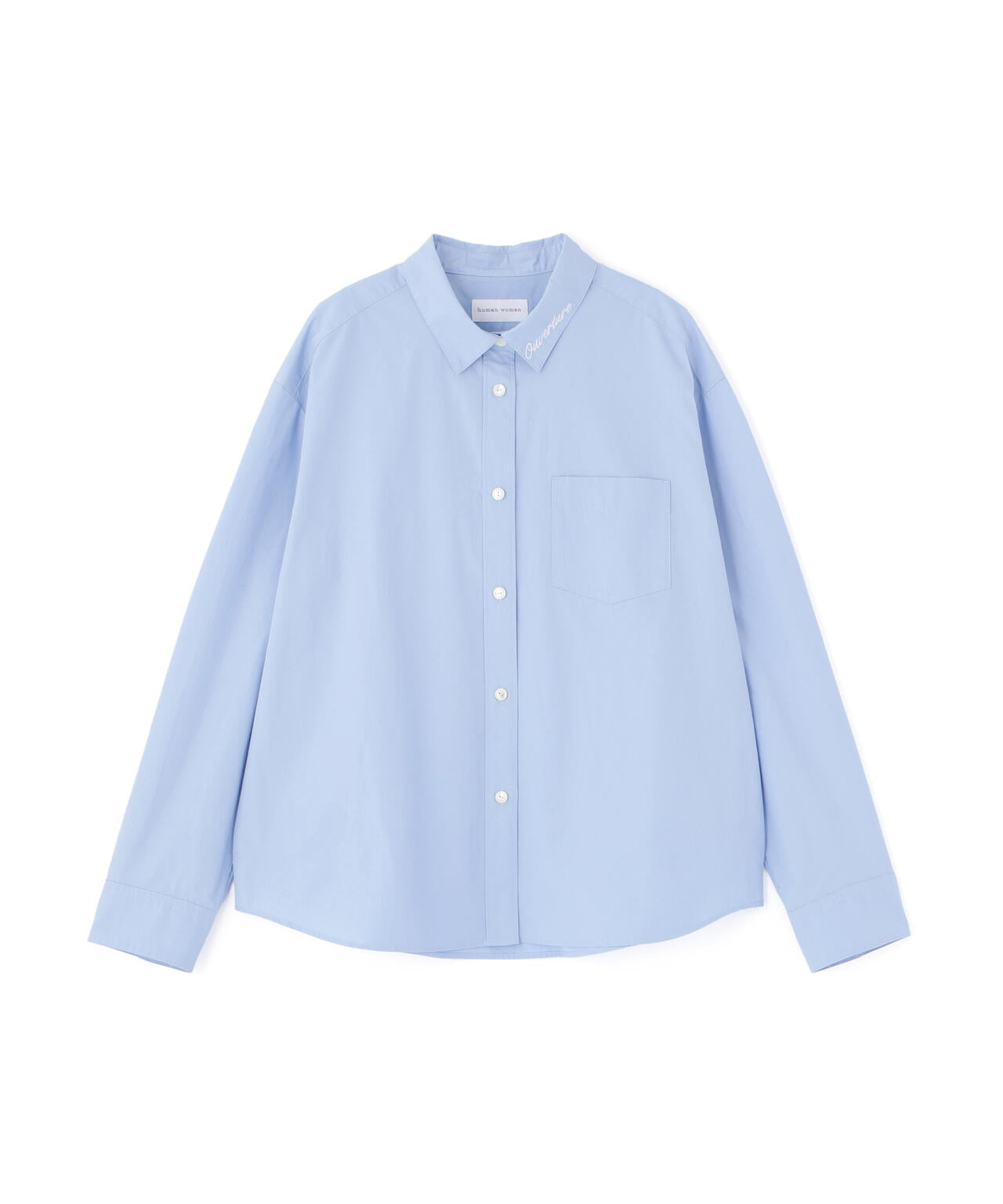 オーガニックコットン襟刺繍タイプライターブラウス