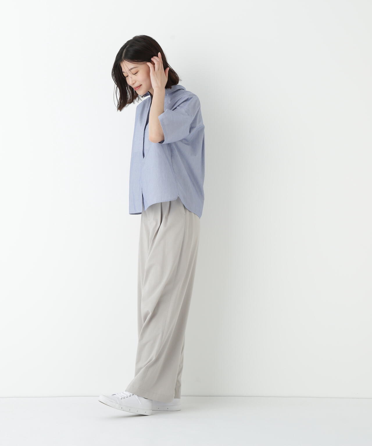 コットンストライプボックスシャツ