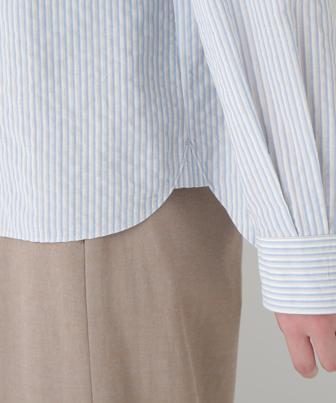 パナマサッカーストライプシャツブラウス