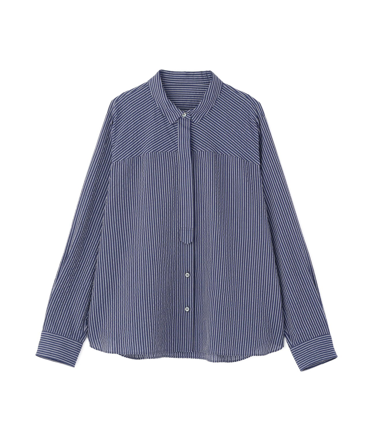 パナマサッカーストライプシャツブラウス