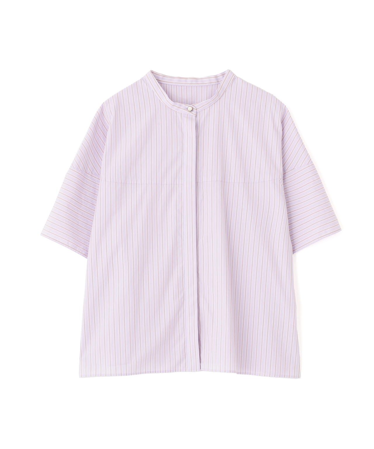 ストライプローン6分袖ブラウス