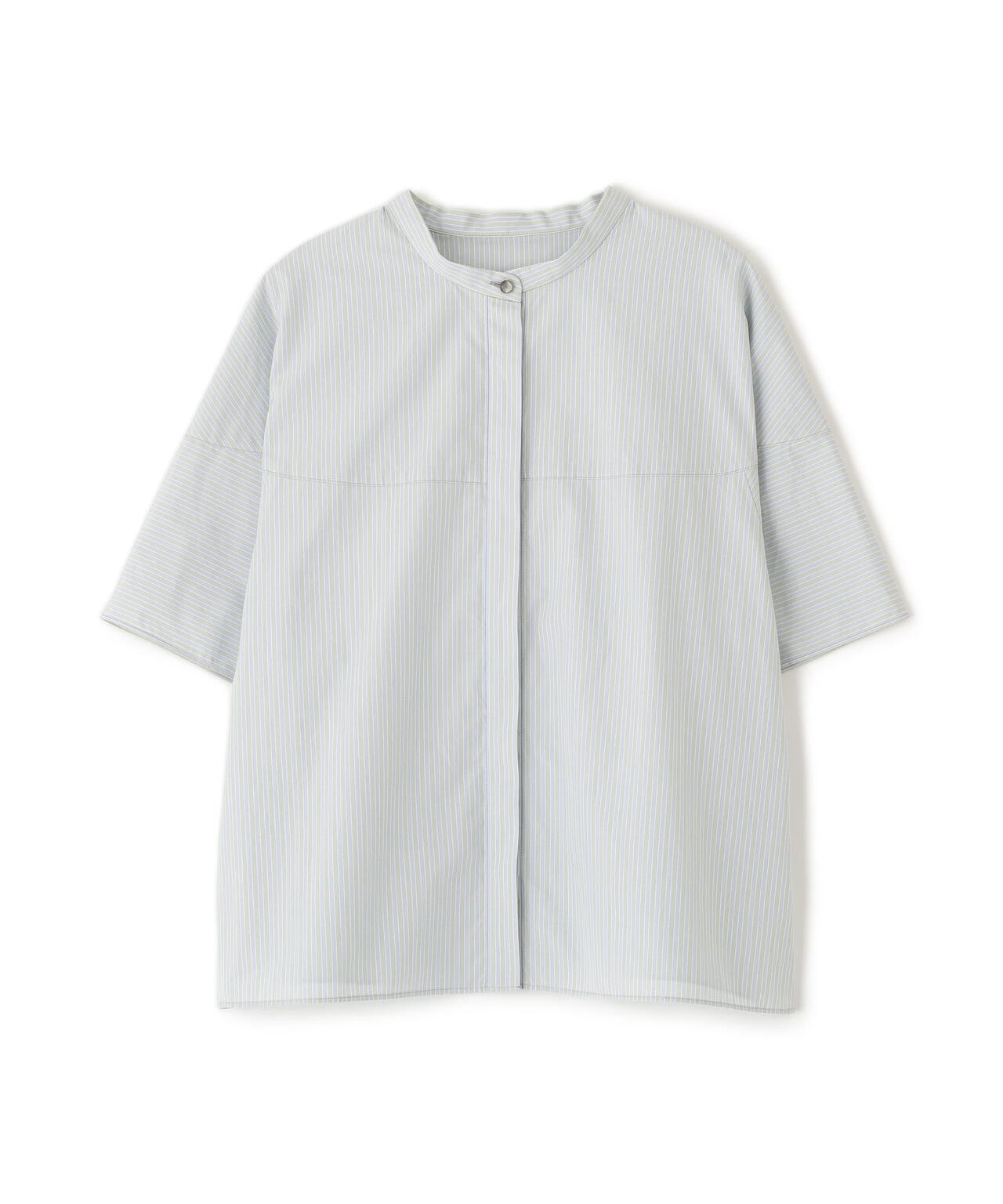 ストライプローン6分袖ブラウス