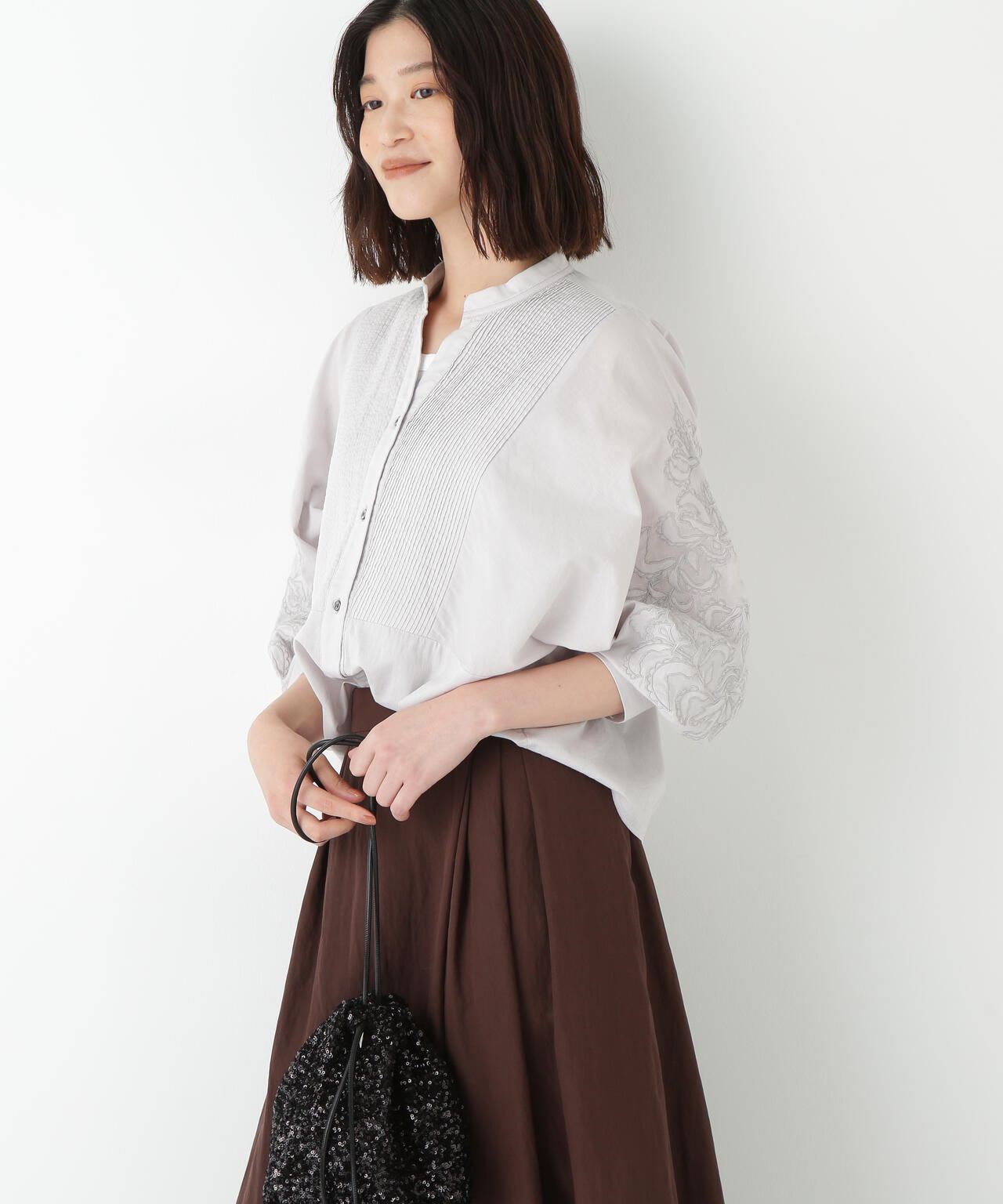 インドコットンボイルアップリケブラウス