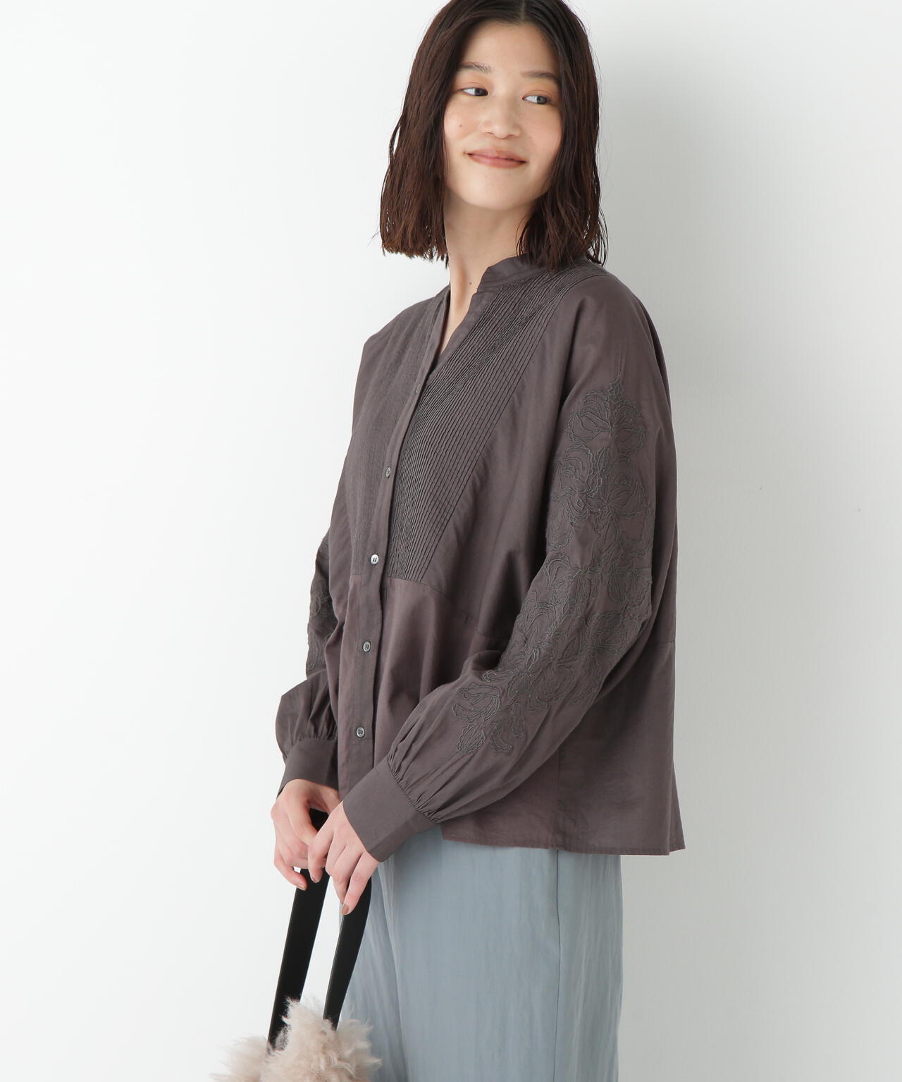 インドコットンボイルアップリケブラウス