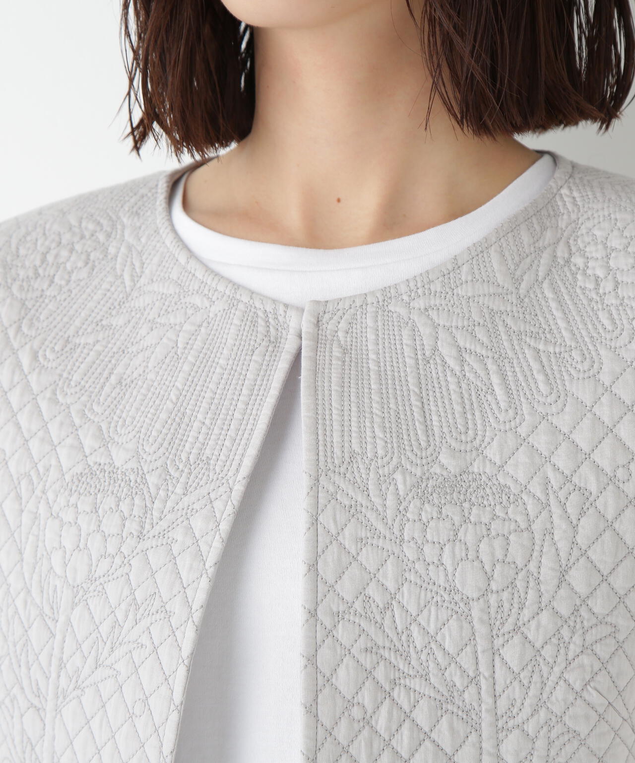 インドコットンボイルキルティングジレ