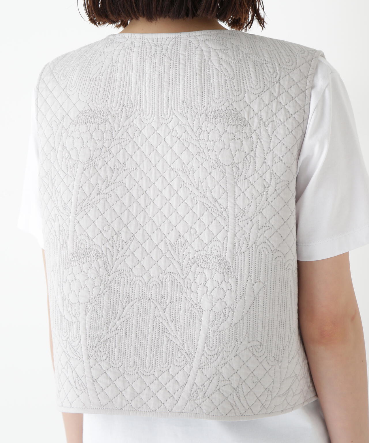 インドコットンボイルキルティングジレ